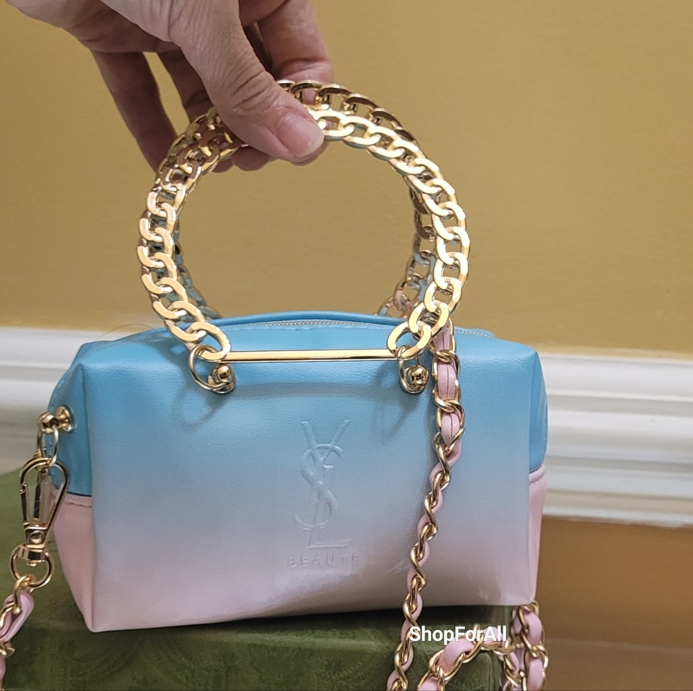 Yves Saint Laurent blue and pink mini bag with circular handel - Picture 10 of 16